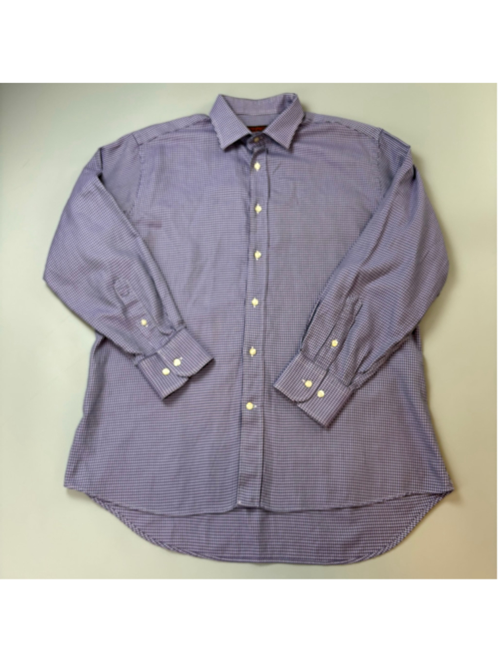 Etro Milano Dress Shirt 42 Purple White Houndstooth Italy Made Quiet Luxury